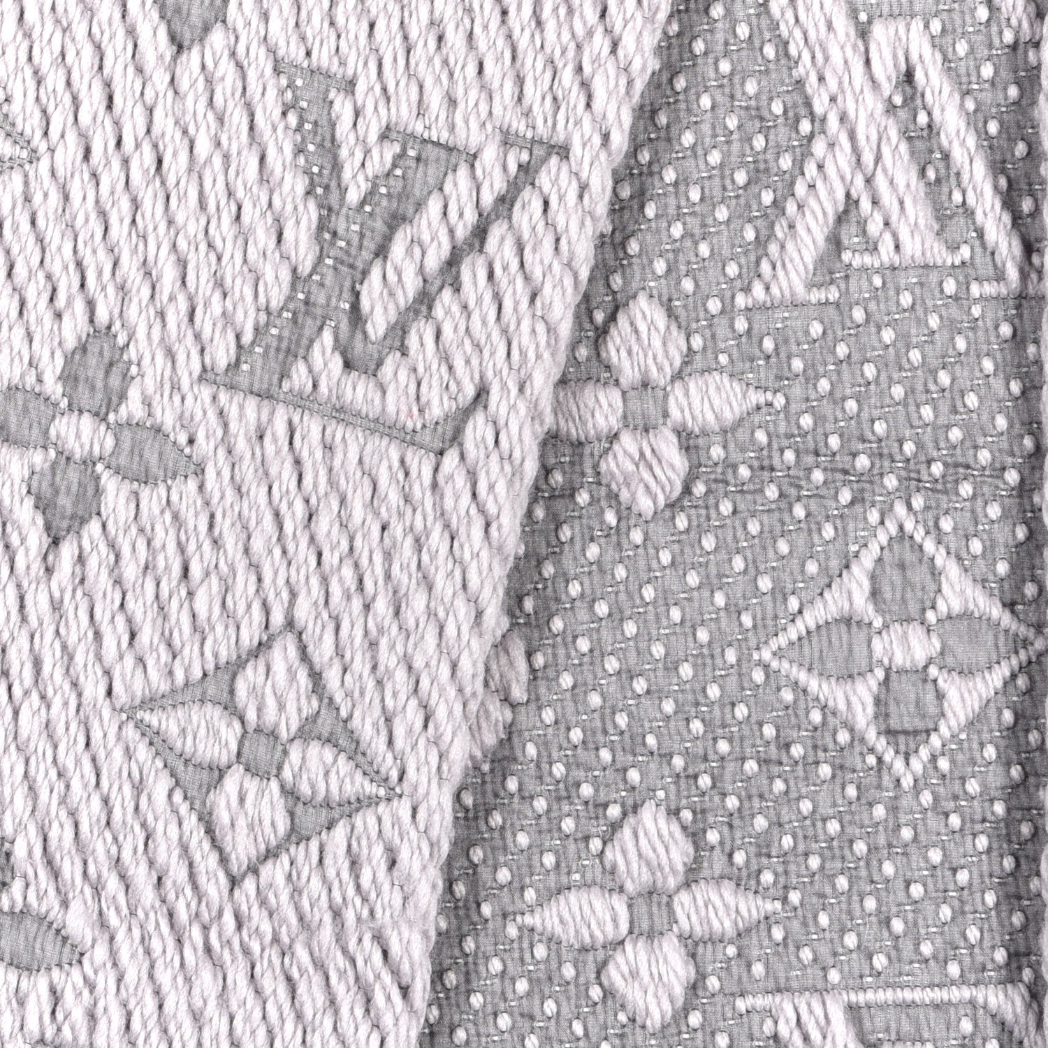 Louis Vuitton Wool Silk Logomania Scarf Pearl Grey 3 of 4