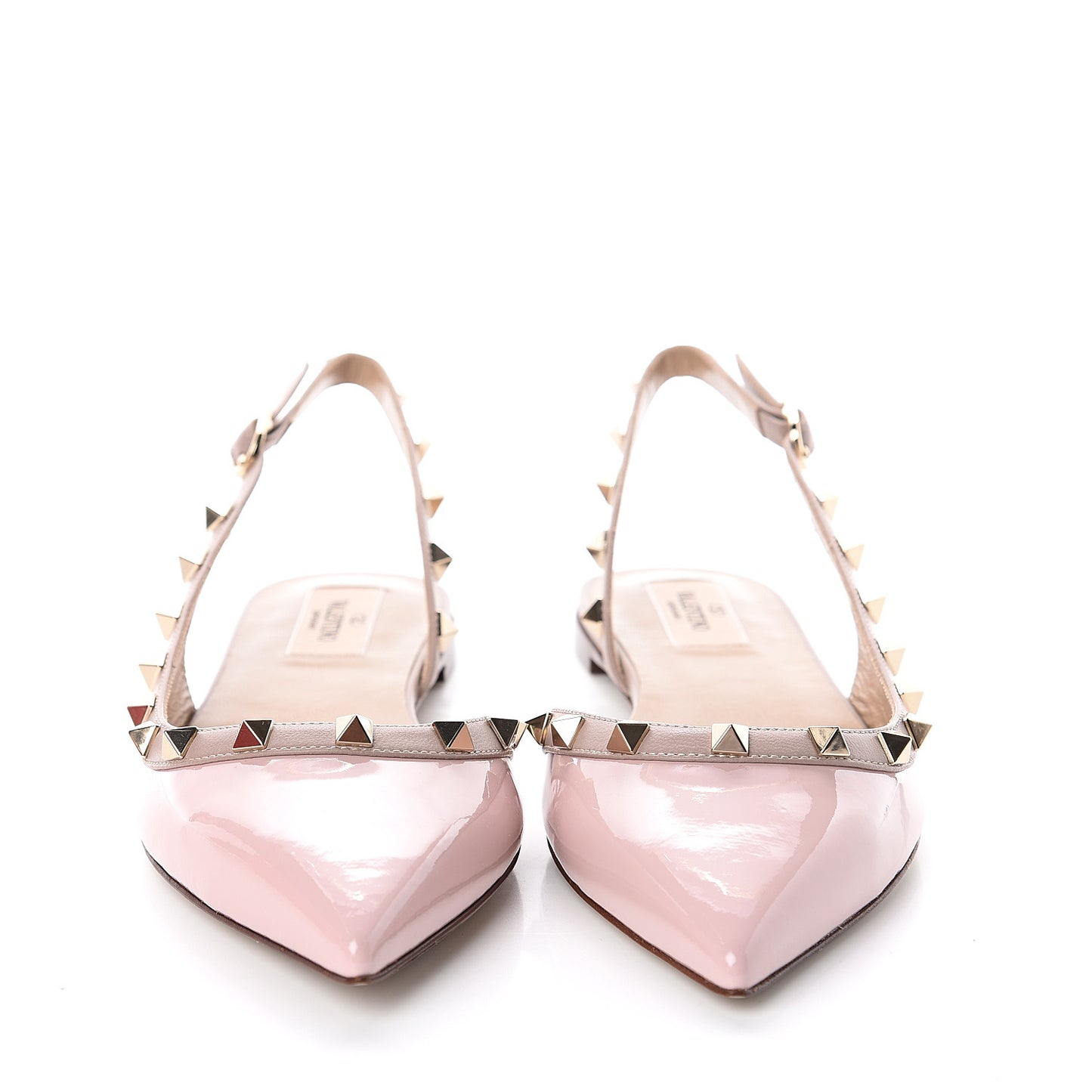 Patent Rockstud Slingback Flats 38 Water Rose Poudre