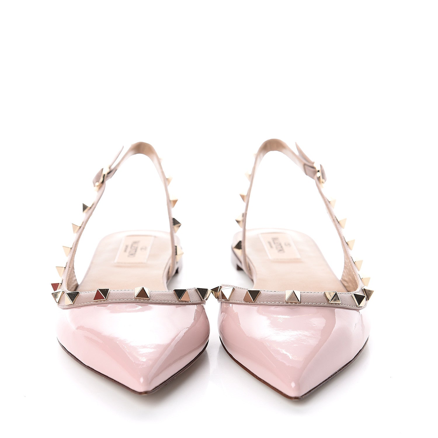 Valentino Garavani Patent Rockstud Slingback Flats 38 Water Rose Poudre 2 of 7