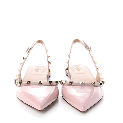 Valentino Garavani Patent Rockstud Slingback Flats 38 Water Rose Poudre 2 of 7