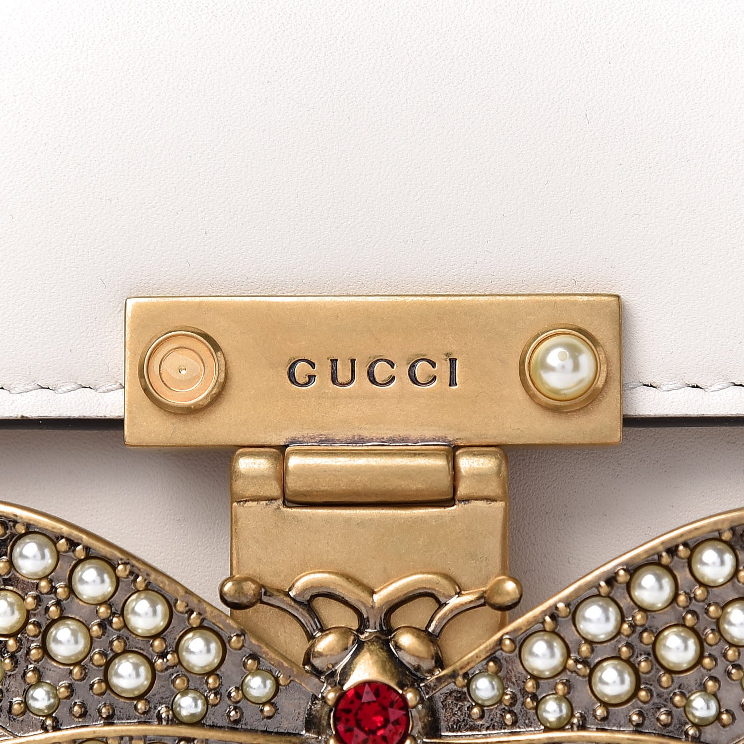 Gucci Calfskin Sylvie Web Small Queen Margaret Top Handle Bag White 11 of 12