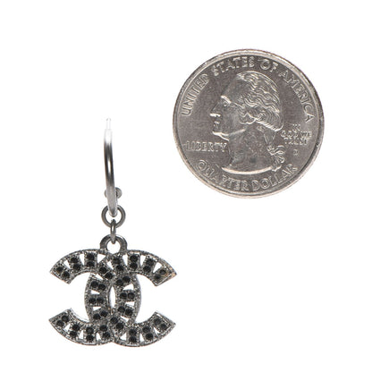Chanel Crystal CC Drop Earrings Ruthenium 2 of 6