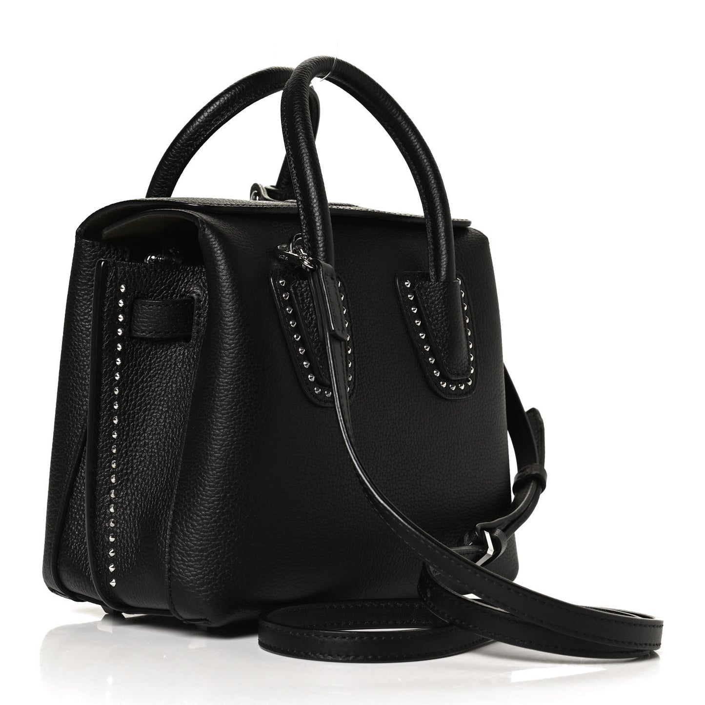 Grained Calfskin Studded Mini Milla Tote Black