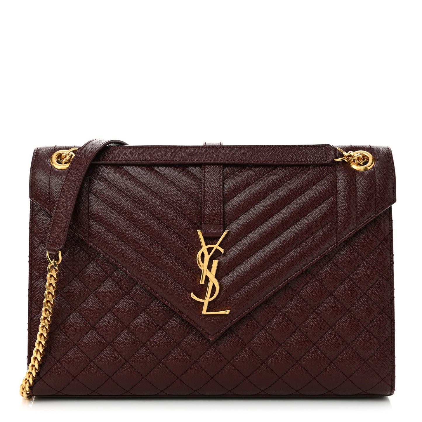 Grain De Poudre Mixed Matelasse Large Triquilt Monogram Satchel Rouge Legion