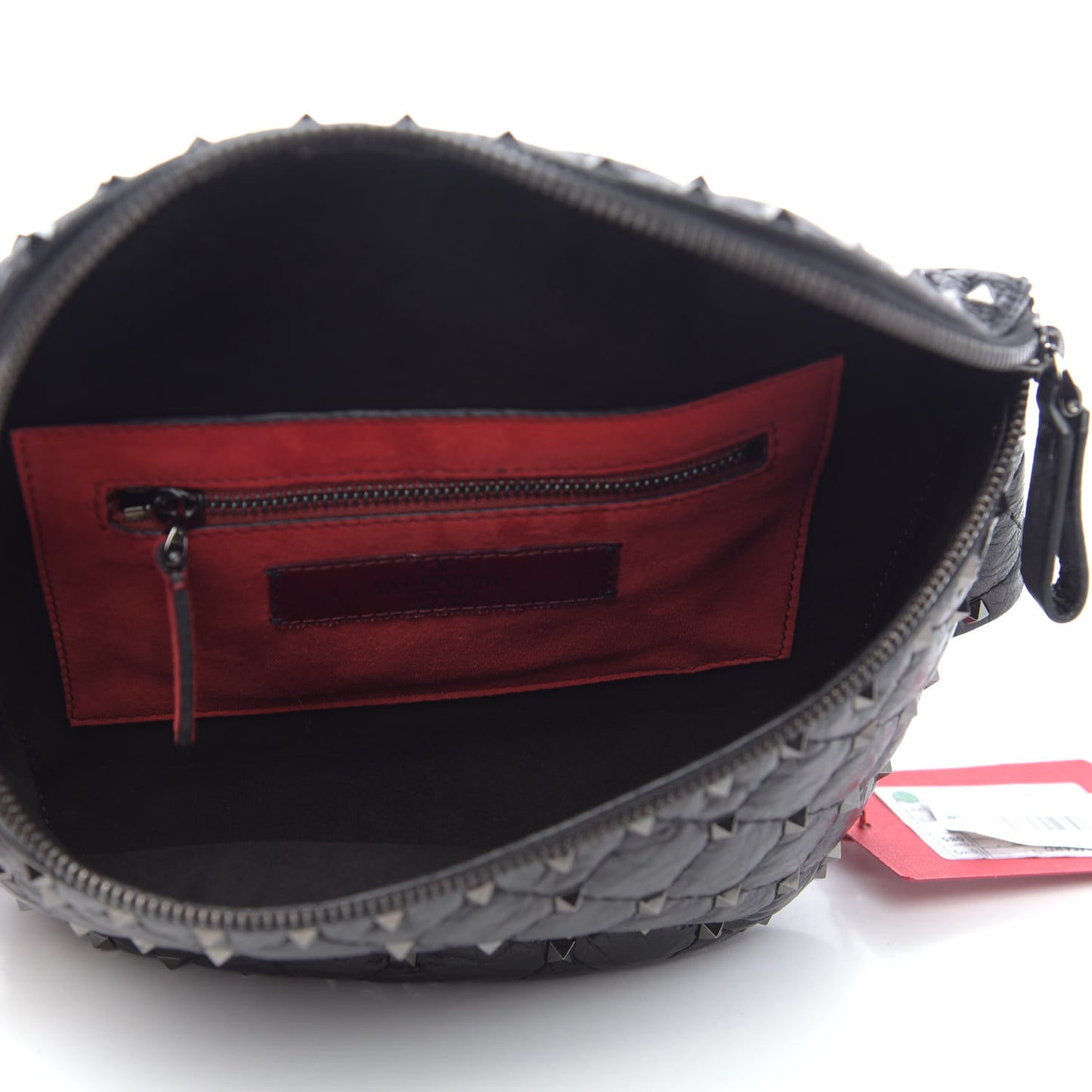 Craquele Nappa Rockstud Spike Belt Bag 85 Black