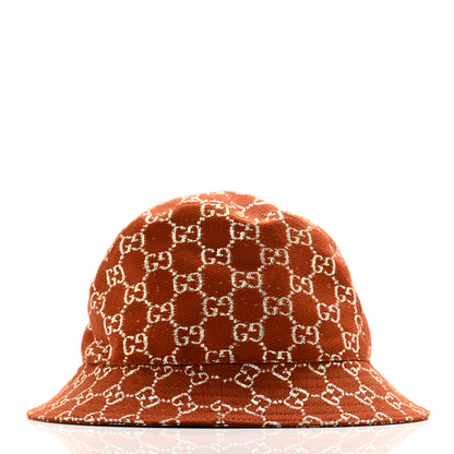 Gucci Canvas Lame GG Monogram Bucket Hat M Burnt Orange Silver 4 of 11