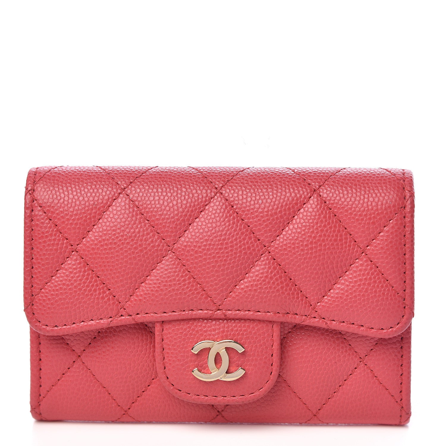 Chanel Caviar Quilted Flap Card Holder Pink 1 of 8