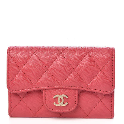 Chanel Caviar Quilted Flap Card Holder Pink 1 of 8