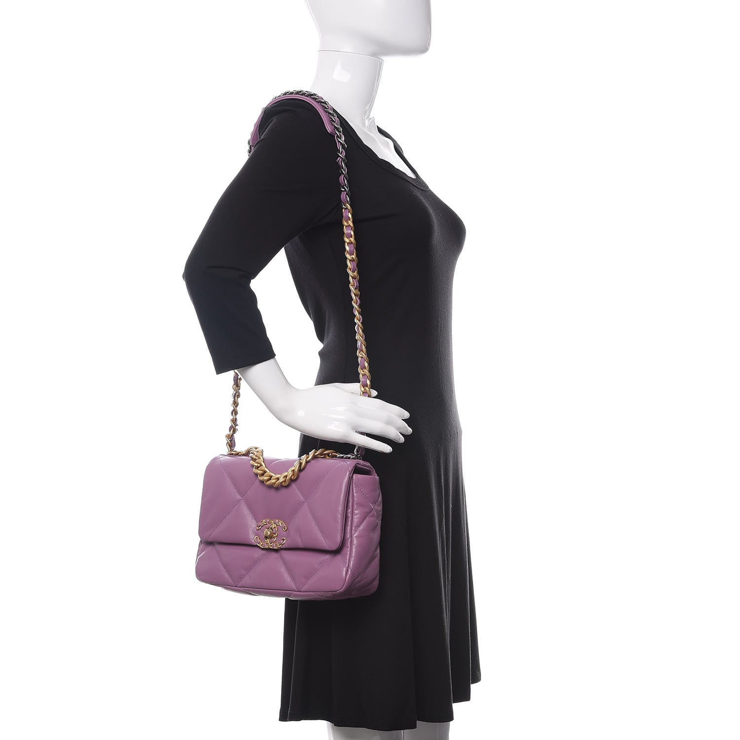 Chanel Goatskin Quilted Medium 19 Flap Violet Purple 2 of 11