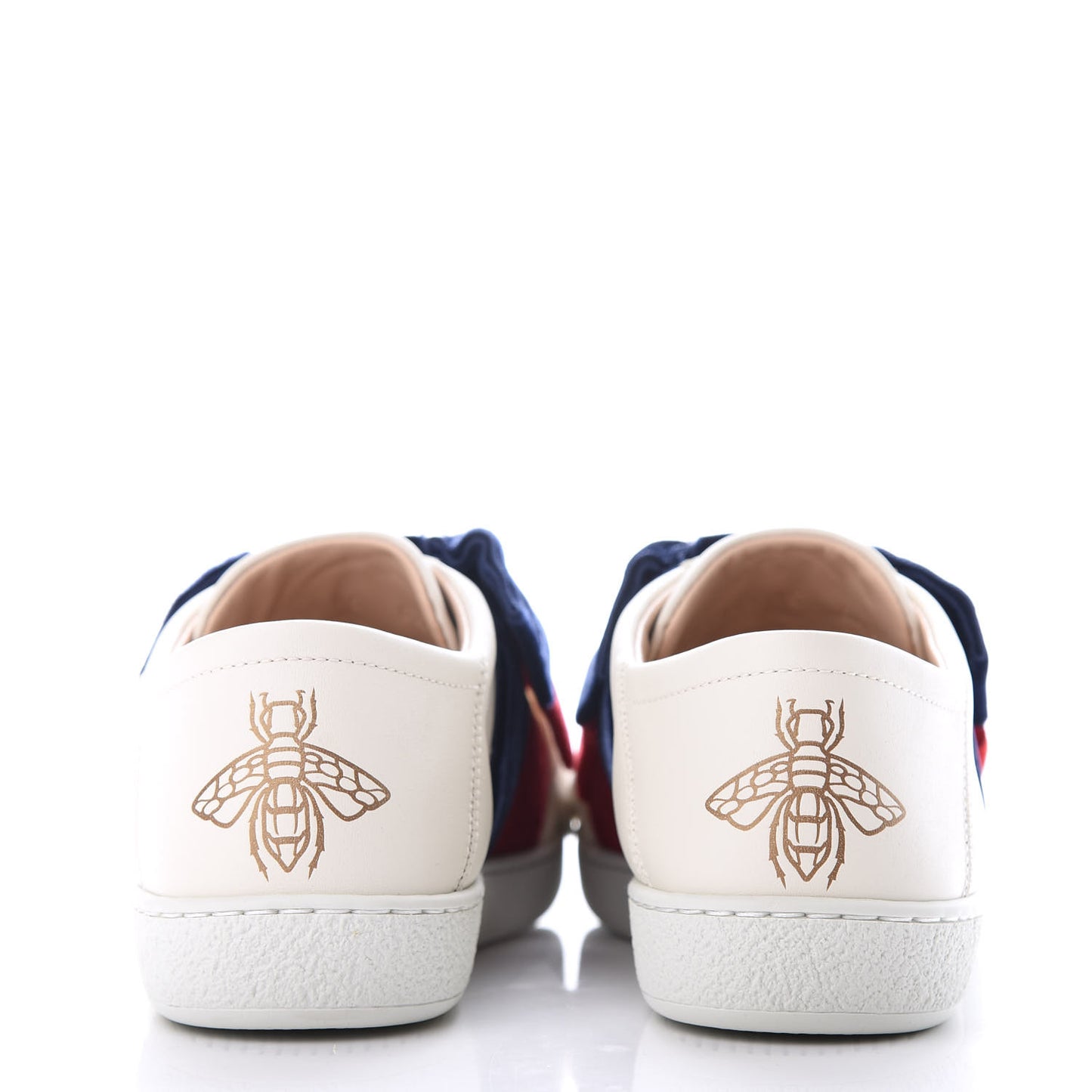 Calfskin Velvet Womens Bow Ace Sneakers 35 White