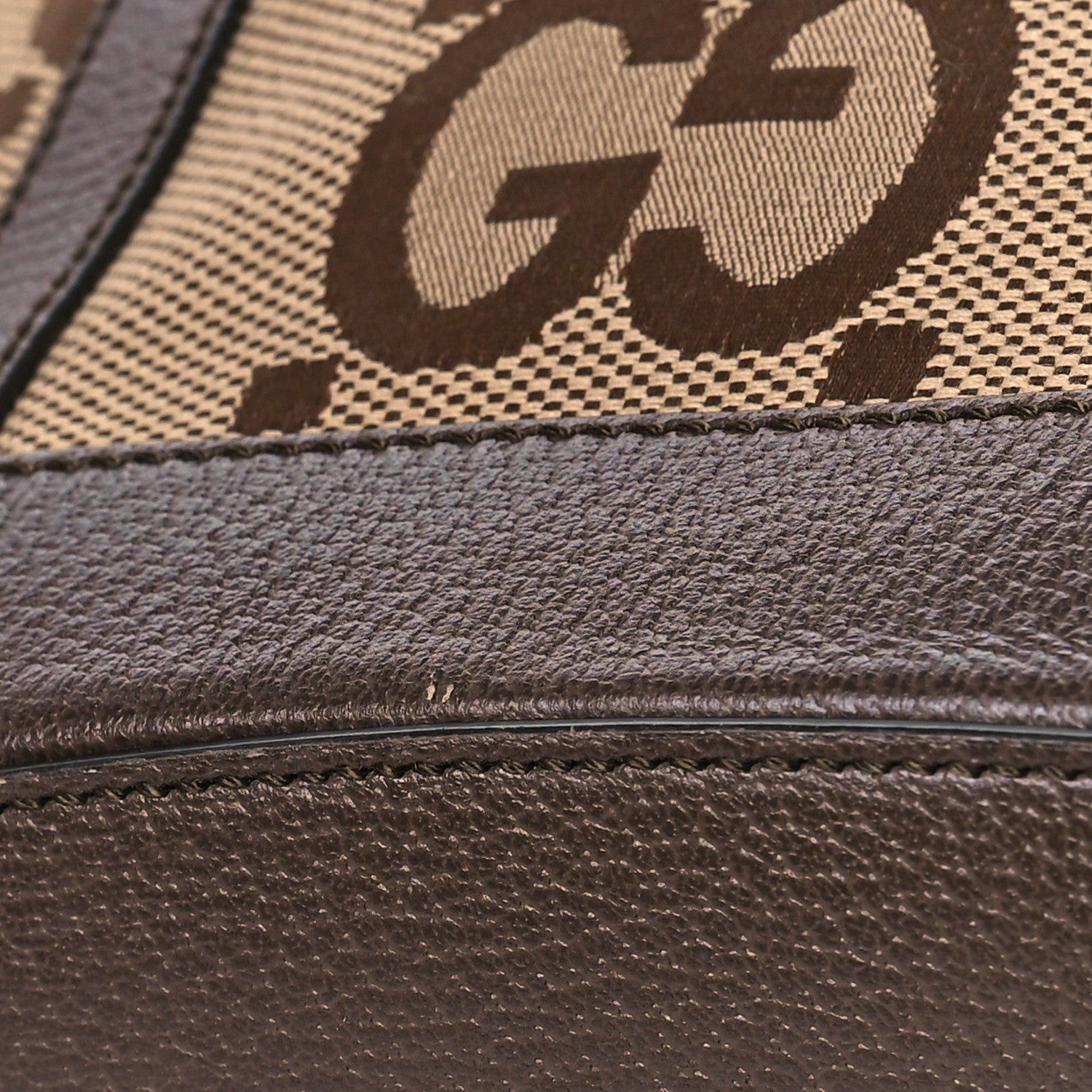 Gucci Monogram Jumbo GG Textured Dollar Calfskin Web Double Buckle Backpack Camel Ebony New Acero 12 of 12