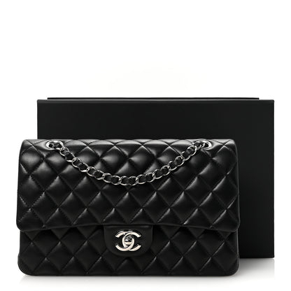 Chanel Lambskin Quilted Medium Double Flap Black Pink 11 of 11