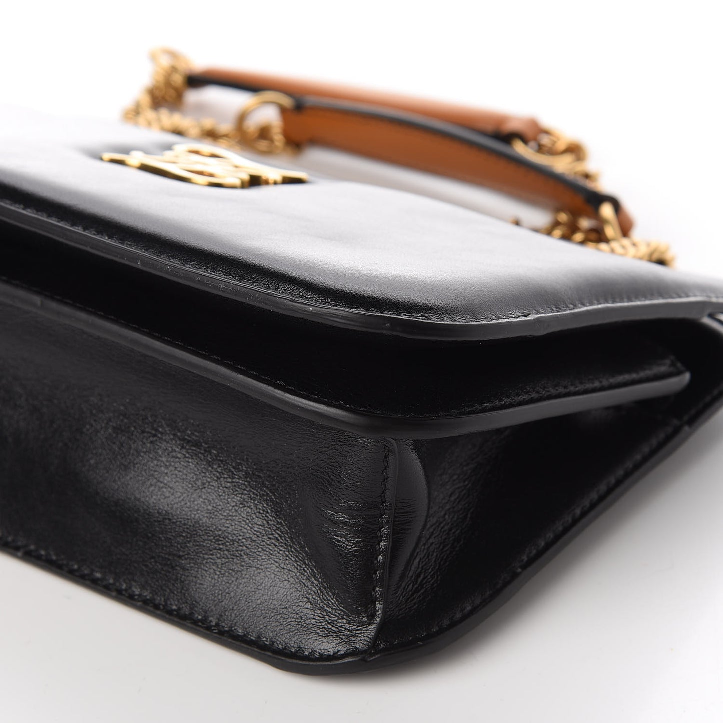 Vitello Glacier Karligraphy Pocket Shoulder Bag Black Gingerbread