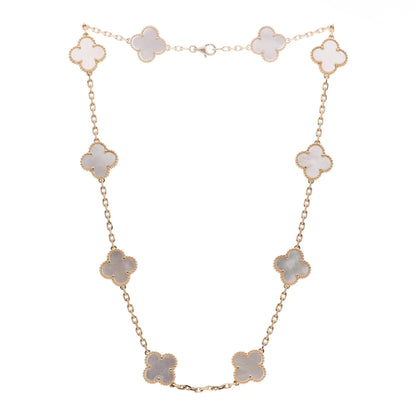 Van Cleef & Arpels 18K Yellow Gold Mother of Pearl 10 Motifs Vintage Alhambra Necklace 3 of 6