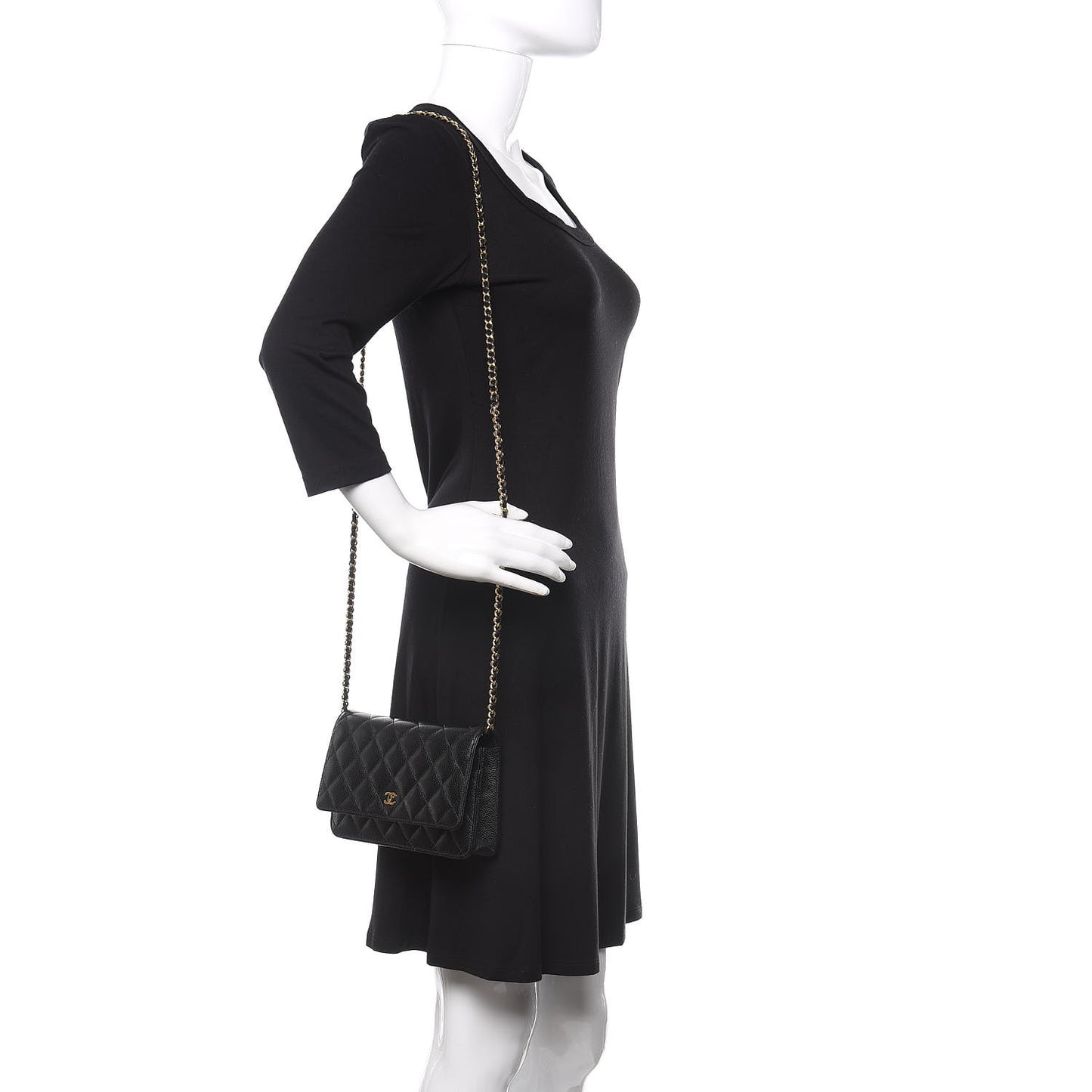 Caviar Quilted Wallet On Chain WOC Black