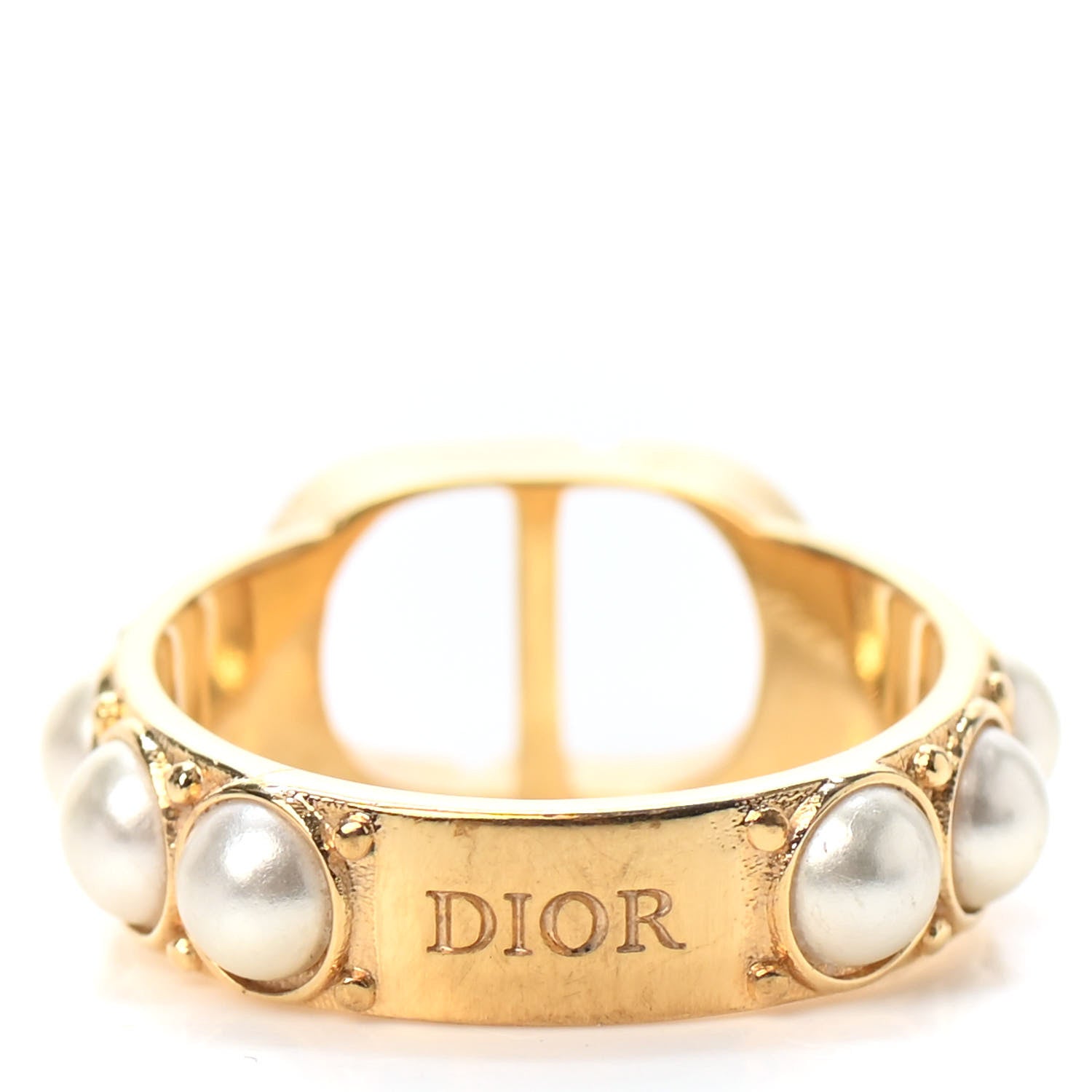 Christian Dior Metal Pearl 30 Montaigne Ring M Gold 3 of 4