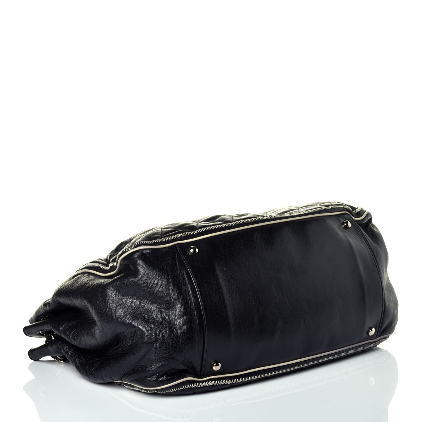 Lambskin Quilted East West Accordion Flap Black