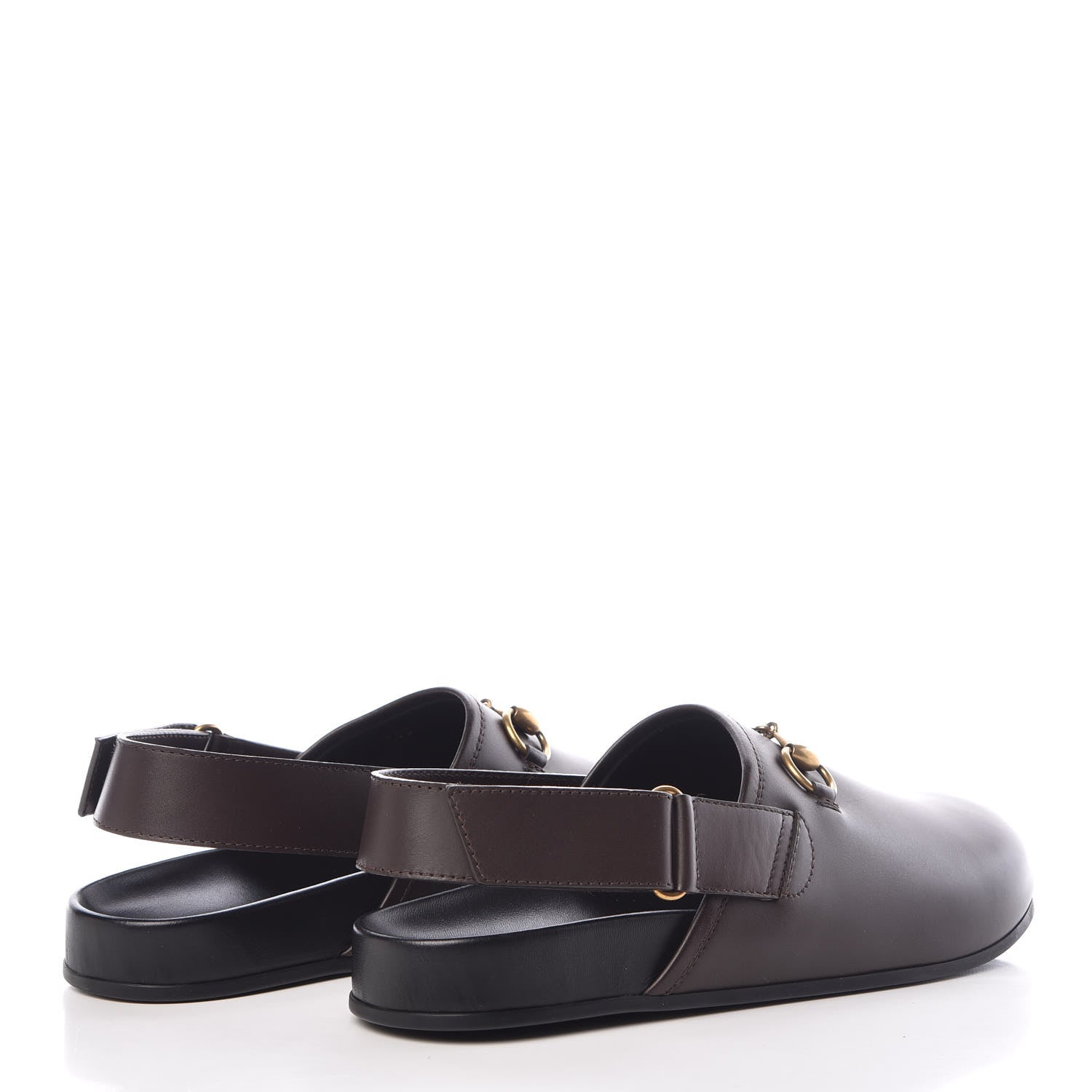 Gucci Calfskin Mens Horsebit River Slingback Slippers 9 Cocoa 4 of 9