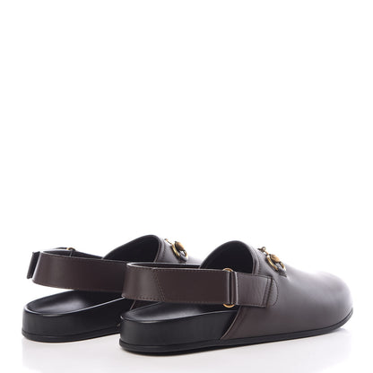 Gucci Calfskin Mens Horsebit River Slingback Slippers 9 Cocoa 4 of 9