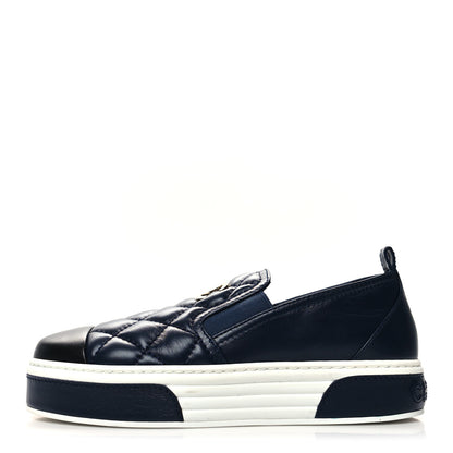 Chanel Lambskin Quilted Womens CC Stroll Sneakers 37 Dark Blue Black 1 of 8