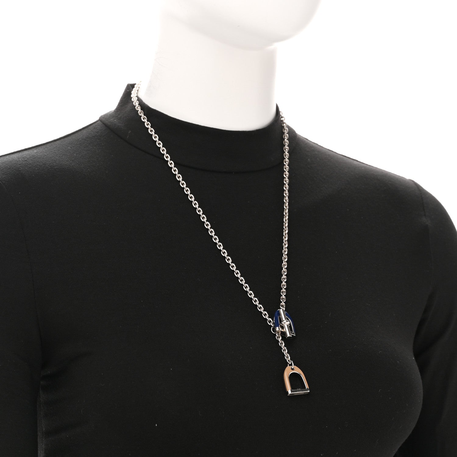 Hermes Palladium Lacquered Etrier Necklace 2 of 7
