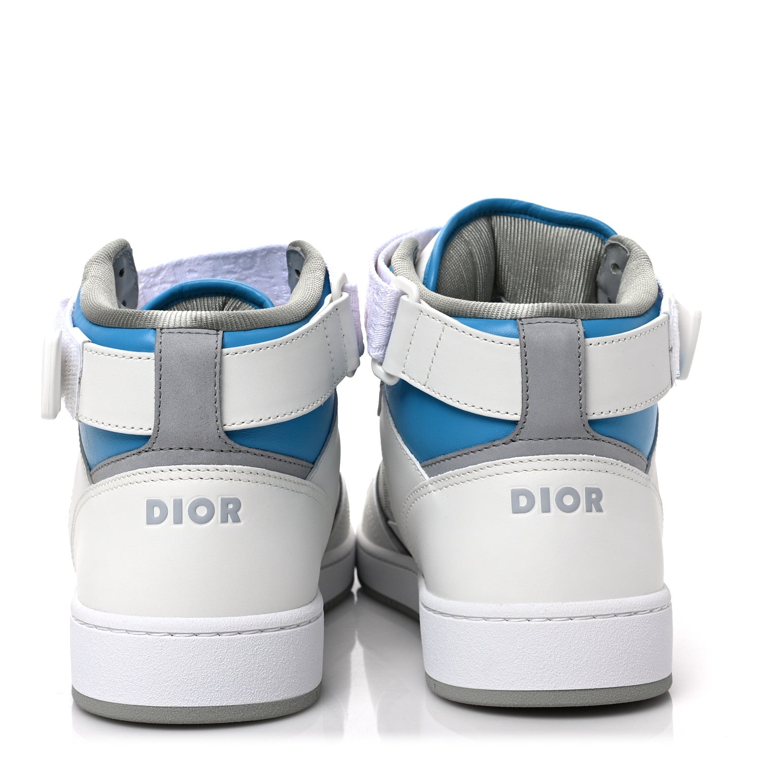 Christian Dior Smooth Calfskin Oblique Galaxy Perforated Mens B27 Mid Top Sneakers 44 Grey Blue 5 of 8