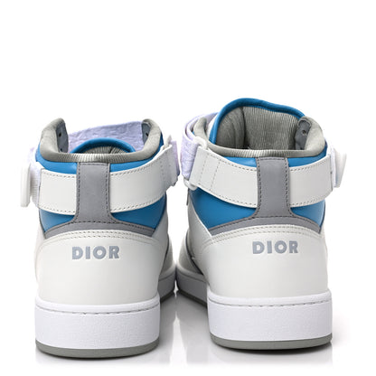 Christian Dior Smooth Calfskin Oblique Galaxy Perforated Mens B27 Mid Top Sneakers 44 Grey Blue 5 of 8
