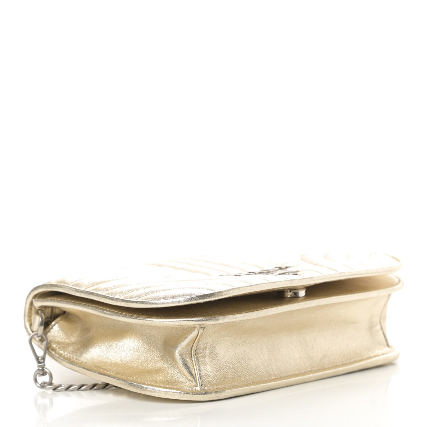 Metallic Nappa Impunture Small Diagramme Crossbody Bag Gold