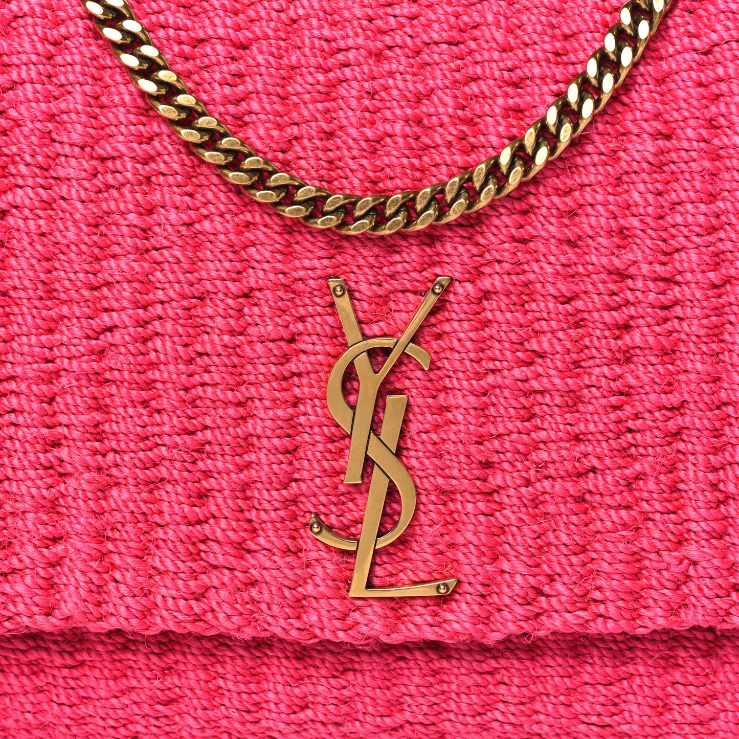 Raffia Medium Monogram Kate Satchel Pink