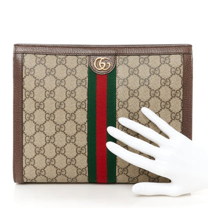 Gucci GG Supreme Monogram Web Ophidia Pouch Brown 2 of 9