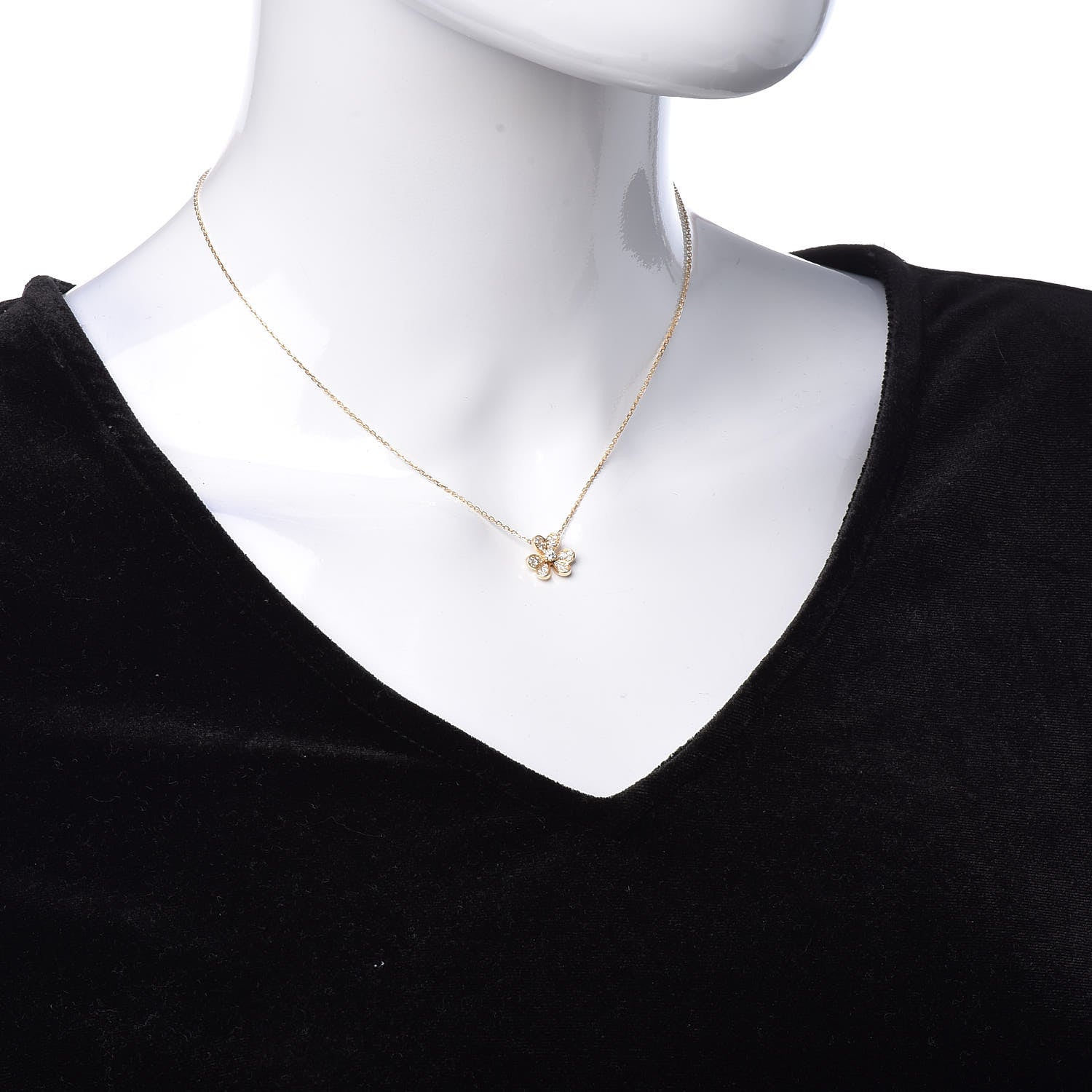 Van Cleef & Arpels 18K Yellow Gold Diamond Mini Frivole Pendant Pave Necklace 2 of 8