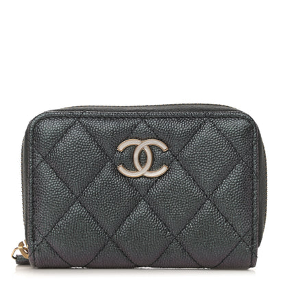 Chanel Iridescent Caviar Quilted Zip Coin Purse Black 1 of 8