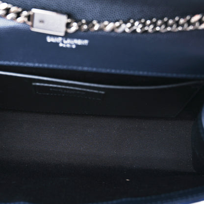 Saint Laurent Grain De Poudre Medium Classic Monogram Kate Satchel Deep Marine 5 of 10