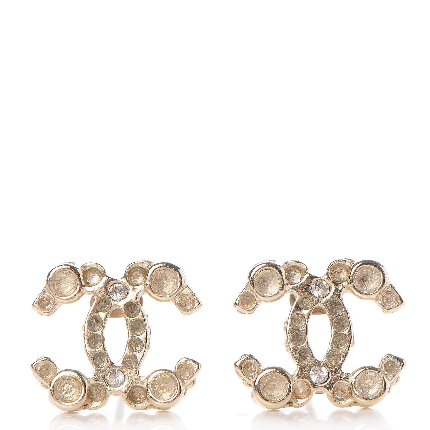 Crystal Poured Glass CC Earrings Gold