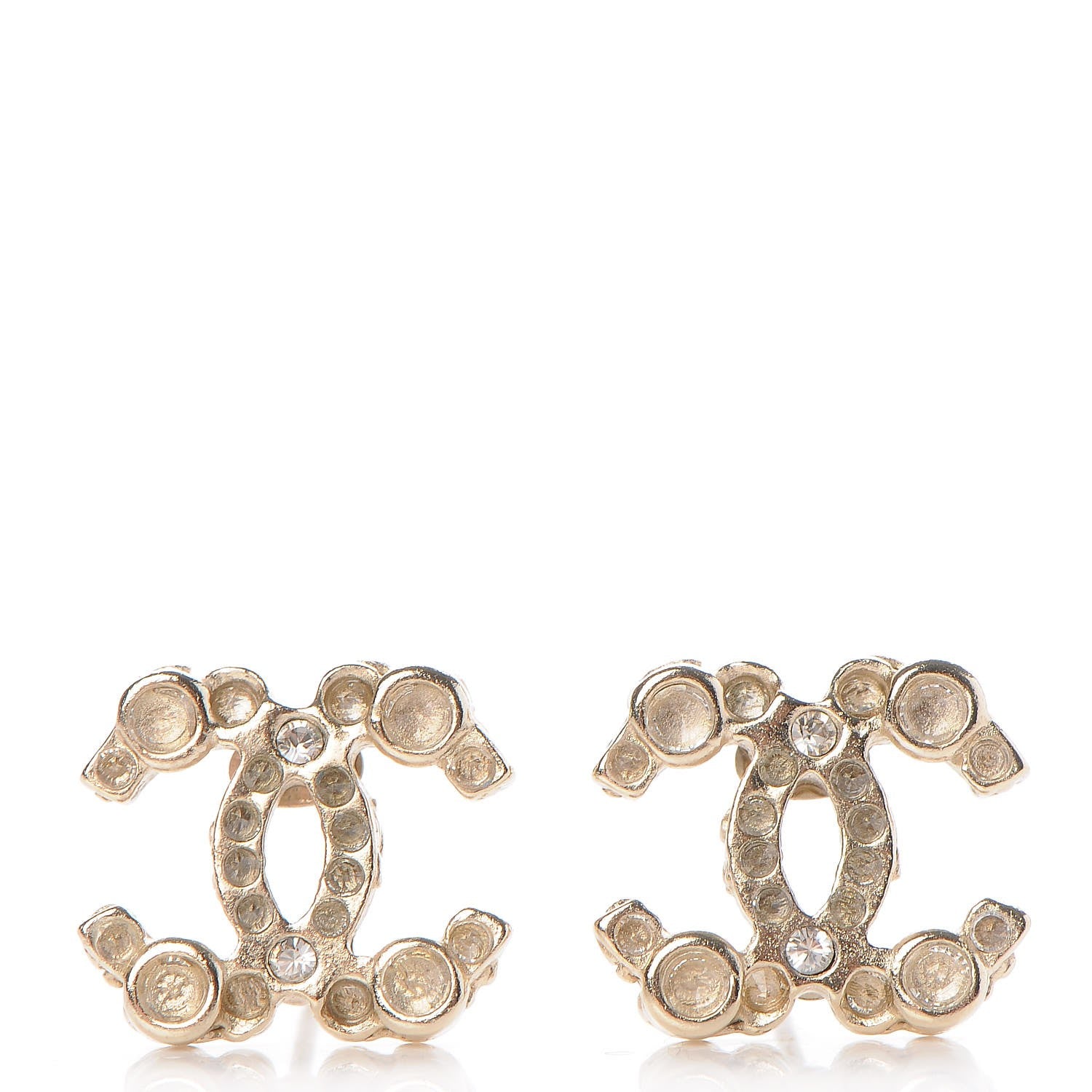 Chanel Crystal Poured Glass CC Earrings Gold 1 of 5