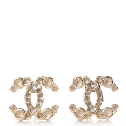 Chanel Crystal Poured Glass CC Earrings Gold 1 of 5