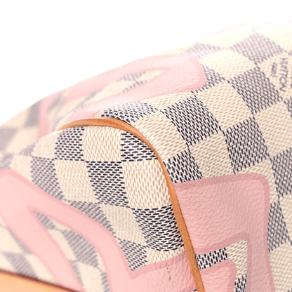 Louis Vuitton Damier Azur Tahitienne Speedy Bandouliere 30 Rose Ballerine 10 of 31