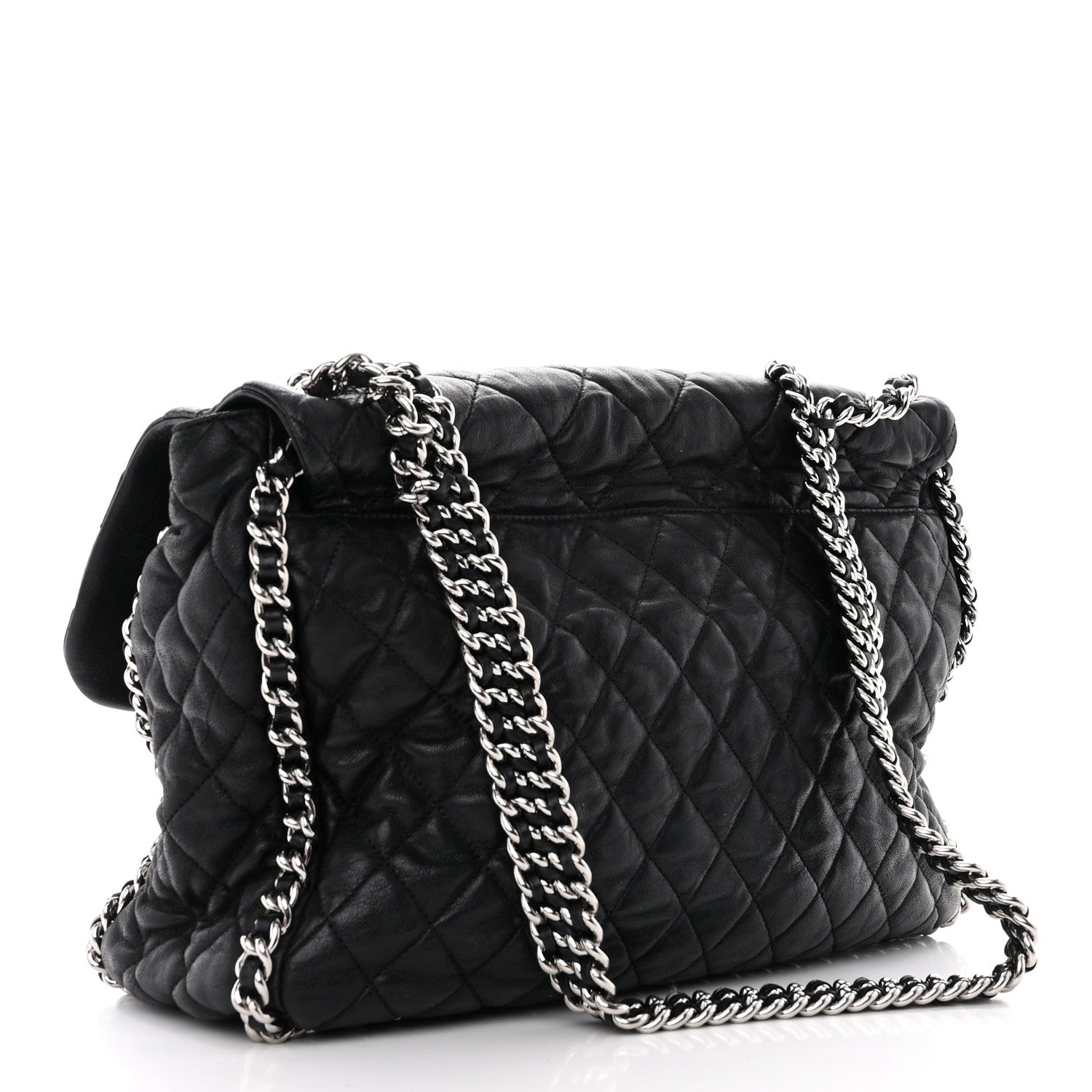 Chanel Washed Lambskin Quilted Maxi Chain Around Flap Black 3 of 16