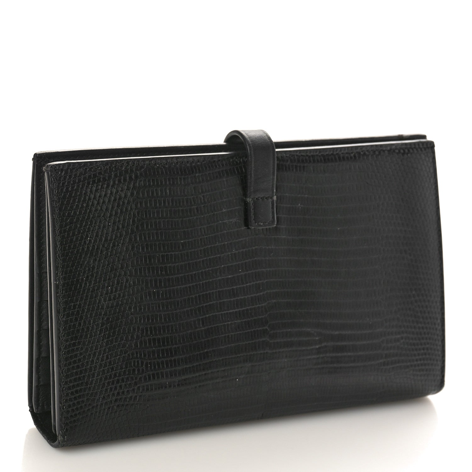 Celine Lizard Calfskin Large Multifunction Strap Wallet Black 3 of 8