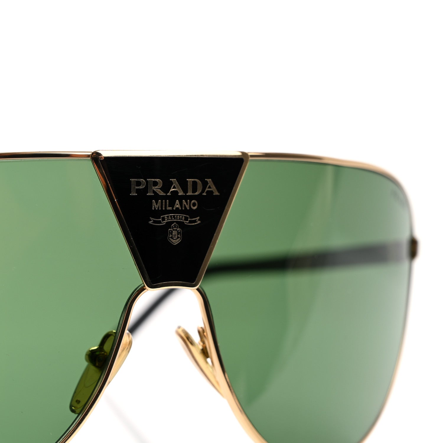 Prada Metal Shield Sunglasses SPR 69Z Gold Green 8 of 8