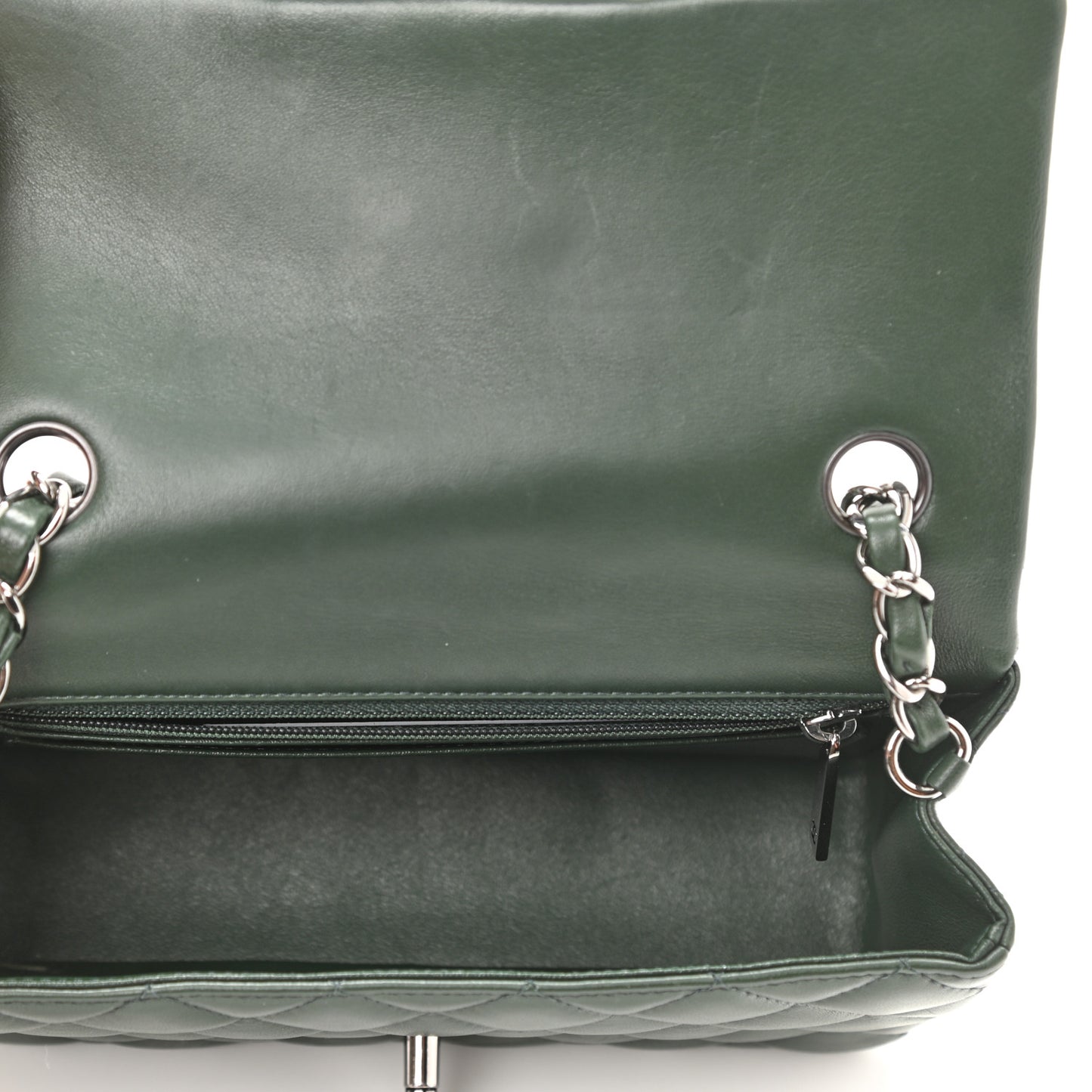 Lambskin Quilted Mini Rectangular Flap Green