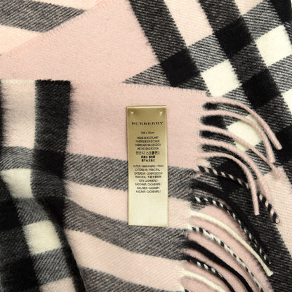 Burberry Cashmere Giant Heritage Check Fringe Scarf Ash Rose 4 of 4