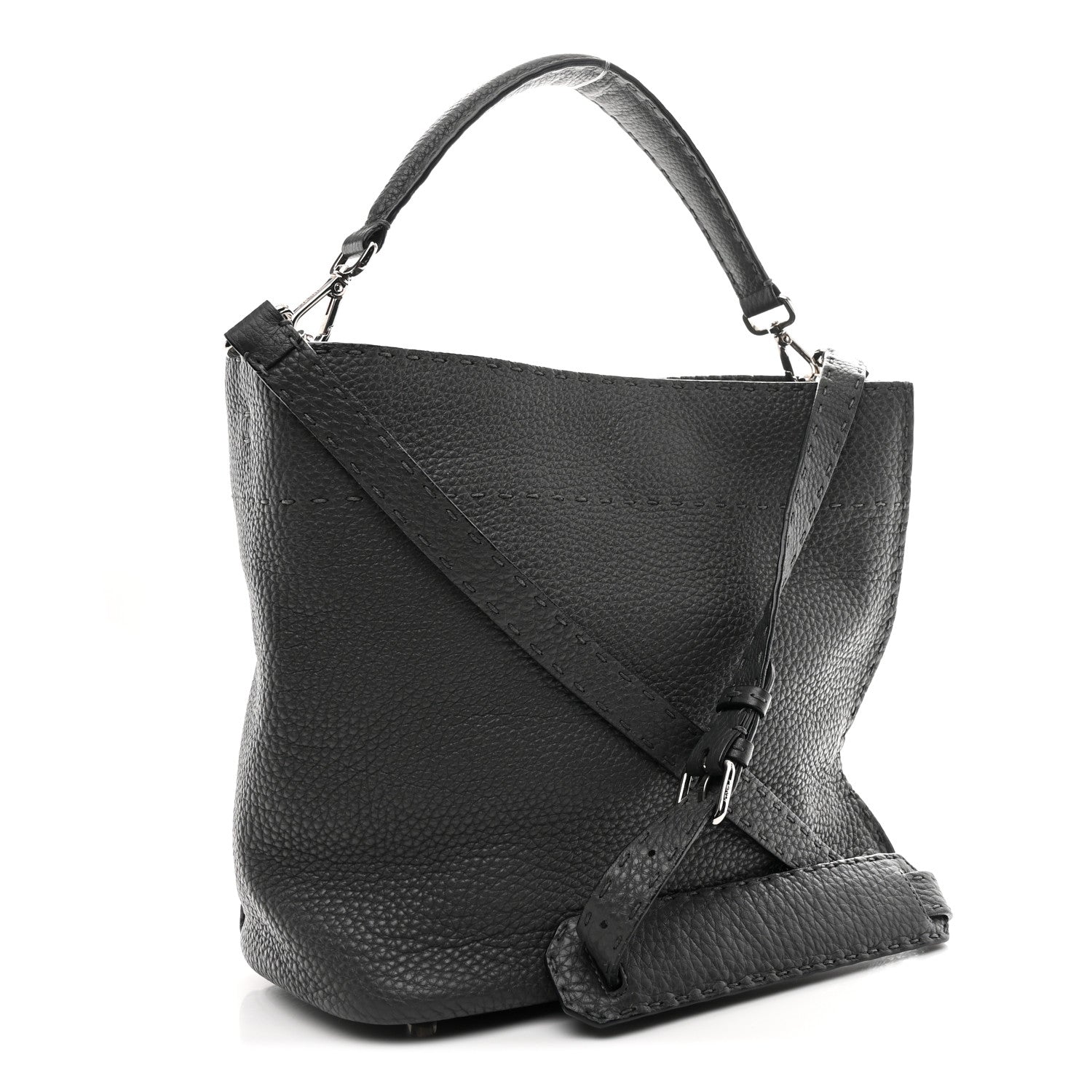 Fendi Cuoio Romano Selleria Small Anna Bucket Bag Asfalto 3 of 10