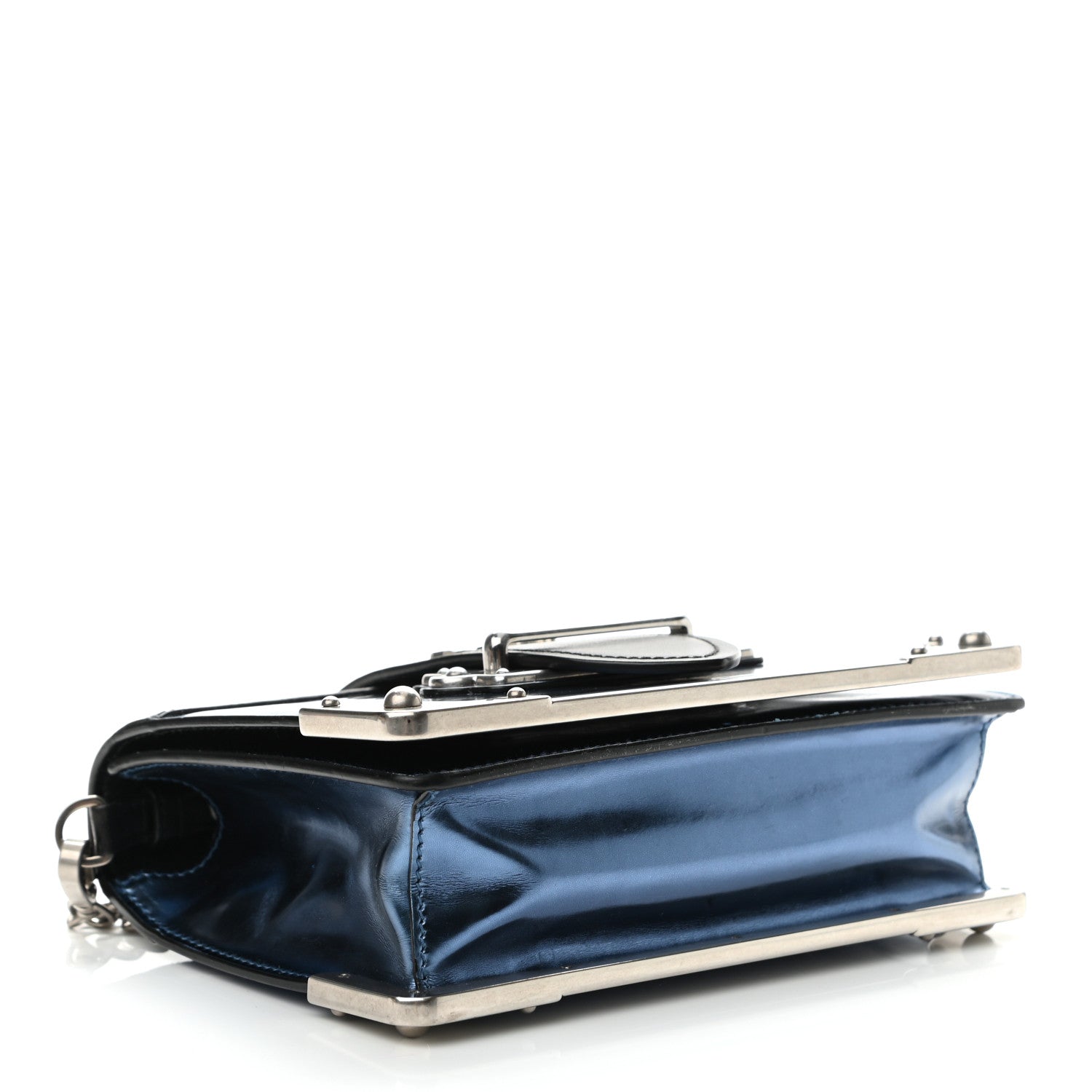 Prada Metallic Vitello Saffiano Cahier Bag Denim Black 4 of 11