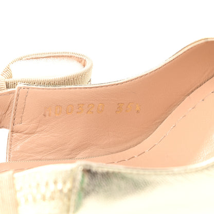 Christian Dior Laminated Lambskin Ribbon Crystal J'Adior Slingback 100mm Pumps 35.5 Light Gold 9 of 10