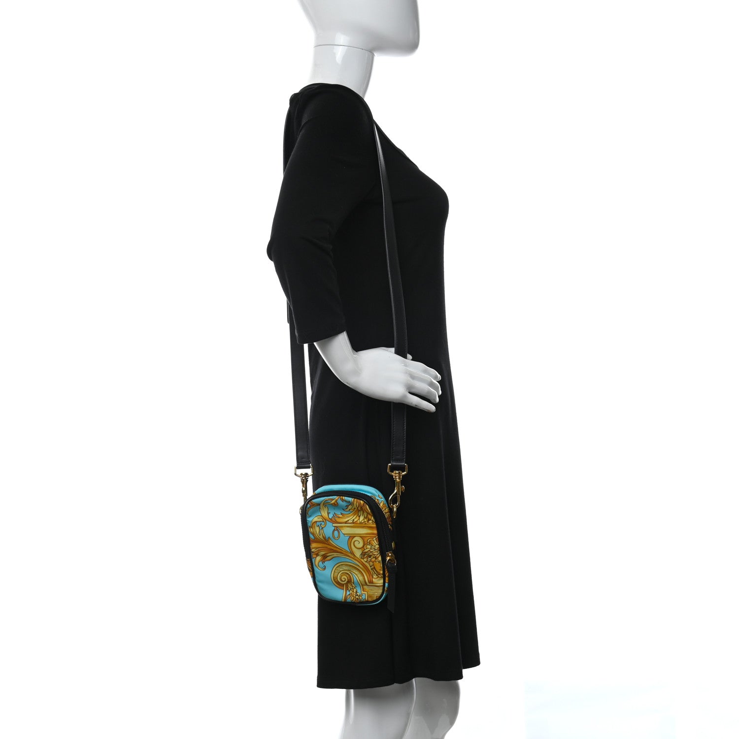 Versace Nylon Baroque Print Small Crossbody Bag Black 2 of 9