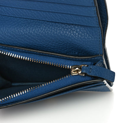 Valentino Garavani Pebbled Calfskin Rockstud French Flap Wallet Baltique 5 of 12