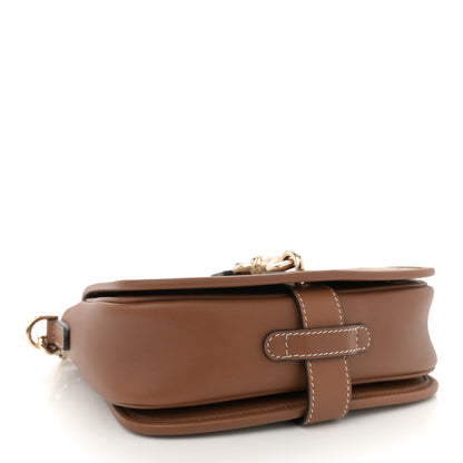 Gucci GG Supreme Monogram Textured Calfskin Emblem Mini Shoulder Bag Beige Dark Brown 4 of 10