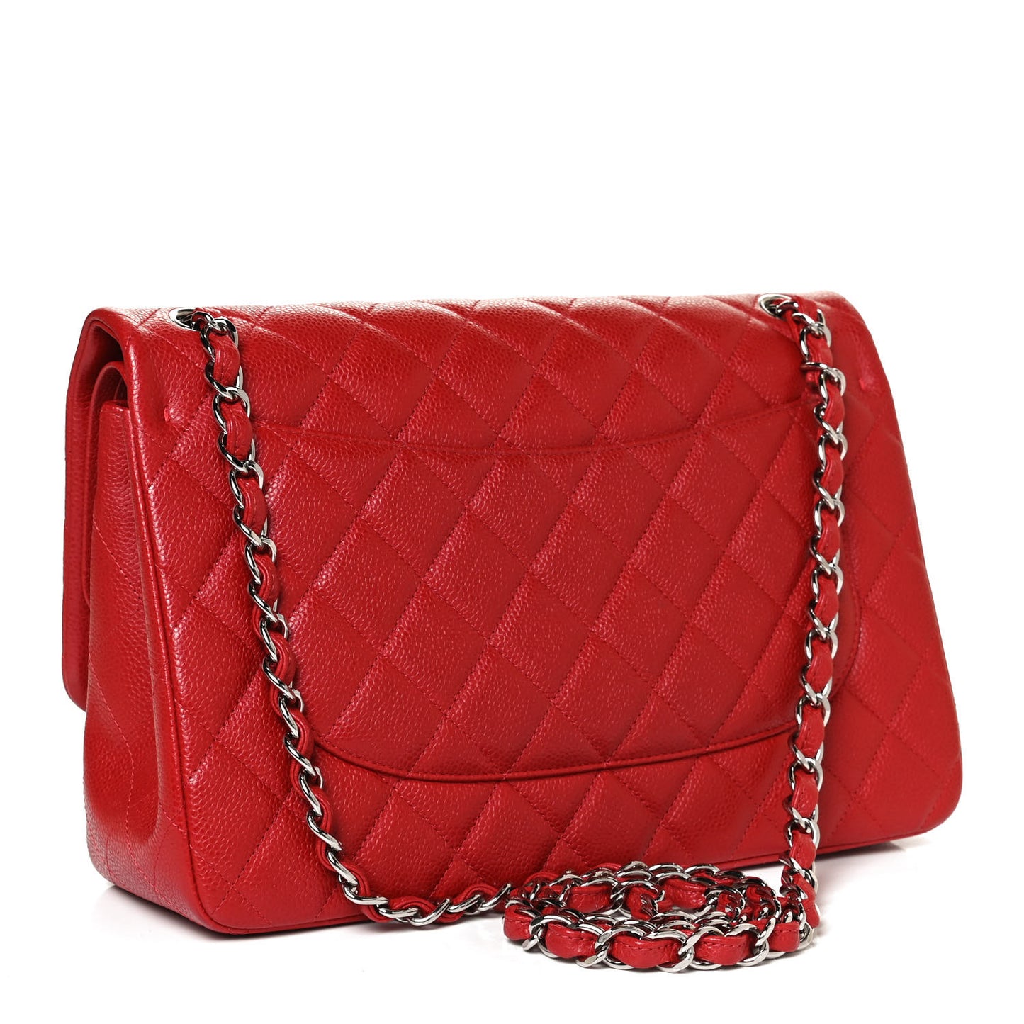 Caviar Quilted Jumbo Double Flap Red