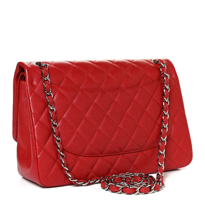 Chanel Caviar Quilted Jumbo Double Flap Red 3 of 11